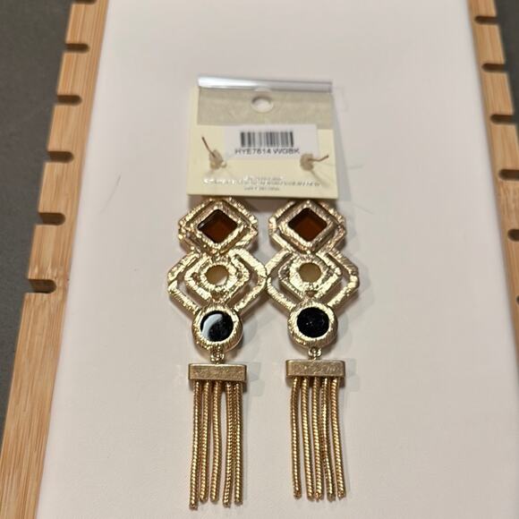 MIA Gold, Brown & Black Dangle Earrings - Picture 5 of 7